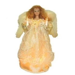 Kurt Adler 12-Inch UL 10-Light Ivory Angel Treetop With Fabric Hair
