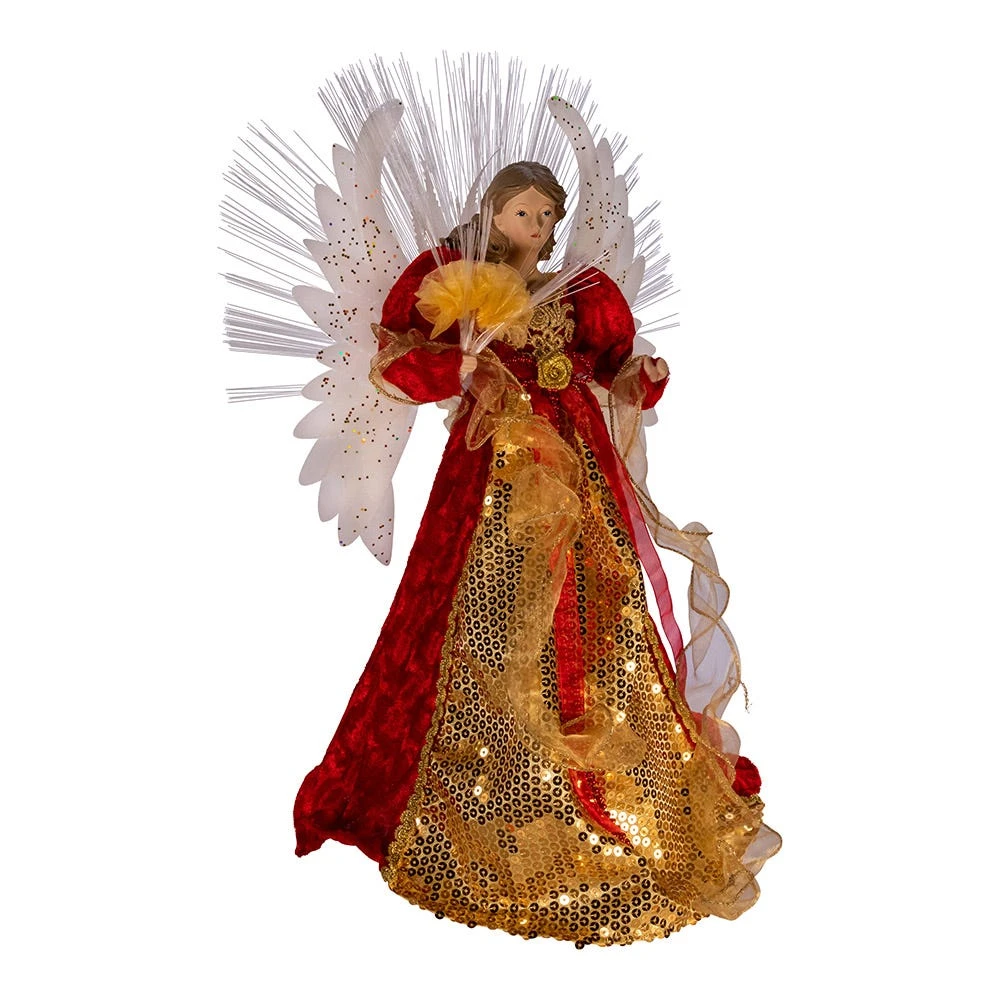Kurt Adler 18-inch Red And Gold Multi-colored LED Fiber-Optic Angel Treetop 4 Kurt Adler 18-inch Red And Gold Multi-colored LED Fiber-Optic Angel Treetop - Image 2