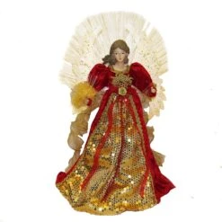 Kurt Adler 18-inch Red And Gold Multi-colored LED Fiber-Optic Angel Treetop
