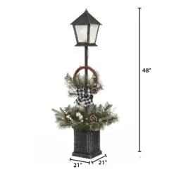 Vintage Lantern Postwith Wreath And Micro LED Lights, Timer -Kurt Adler Shop utnjgd64oisckao4vzdw