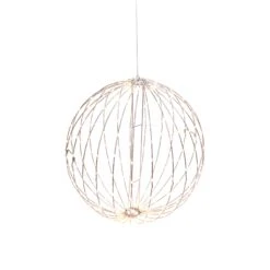 17 In Whimsical Lighted Metal Sphere, Warm White Micro LEDs