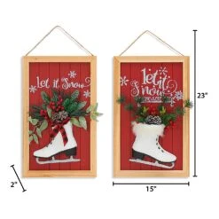 Set Of 2 Red Christmas Holiday Decor Wall Signs With Faux Pine 7 Set Of 2 Red Christmas Holiday Decor Wall Signs With Faux Pine -Kurt Adler Shop wwm8hitvy2svyqxipusz