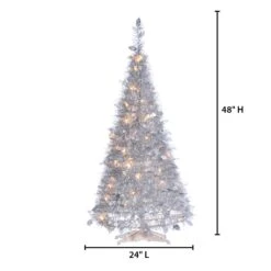 Sterling 4 Ft. Pre Lit Warm White LED Pop Up Silver Tinsel Tree -Kurt Adler Shop xyoputg3jzhjtkde3ofa