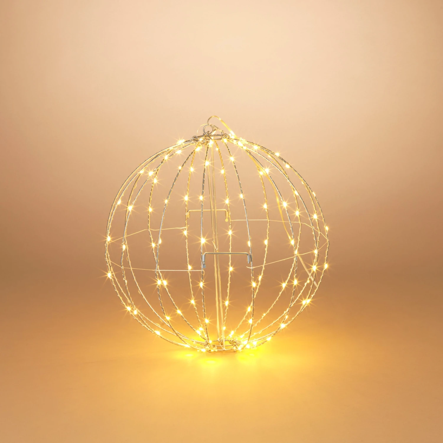 17 In Whimsical Lighted Metal Sphere, Warm White Micro LEDs 5 17 In Whimsical Lighted Metal Sphere, Warm White Micro LEDs - Image 3