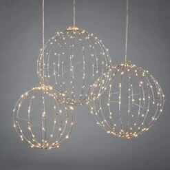 Set Of 3 Whimsical Lighted Metal Spheres, Warm White LEDs -Kurt Adler Shop zu7njc9afv222pkye6rd